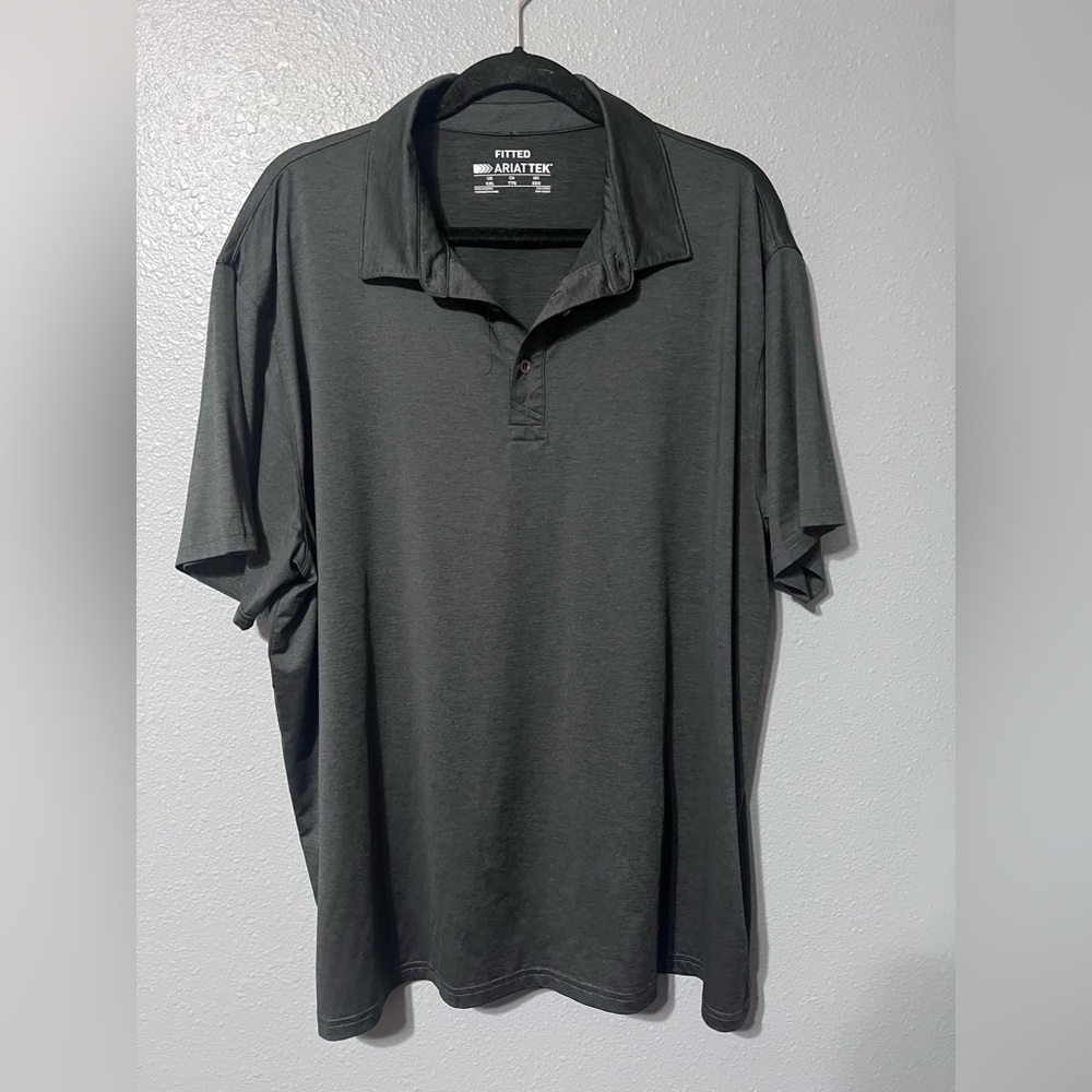 Ariattek Fitted Polo Mens Shirt Sz XXL Black  Stretch Workwear Performance EUC.